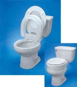 Toilet seat, hinged, elevated