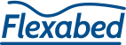 Flexabed brand logo in blue with a curved underline/wave motif beneath the text